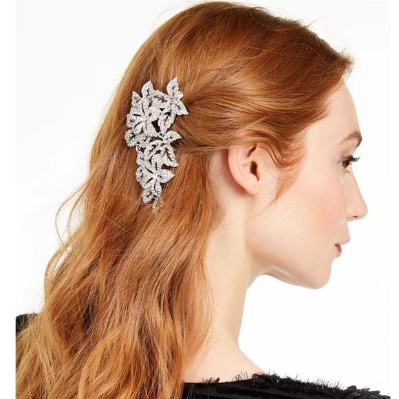 I.N.C. INTERNATIONAL CONCEPTS Silver-Tone Pavé Flower Hair Comb - Picture 1 of 3
